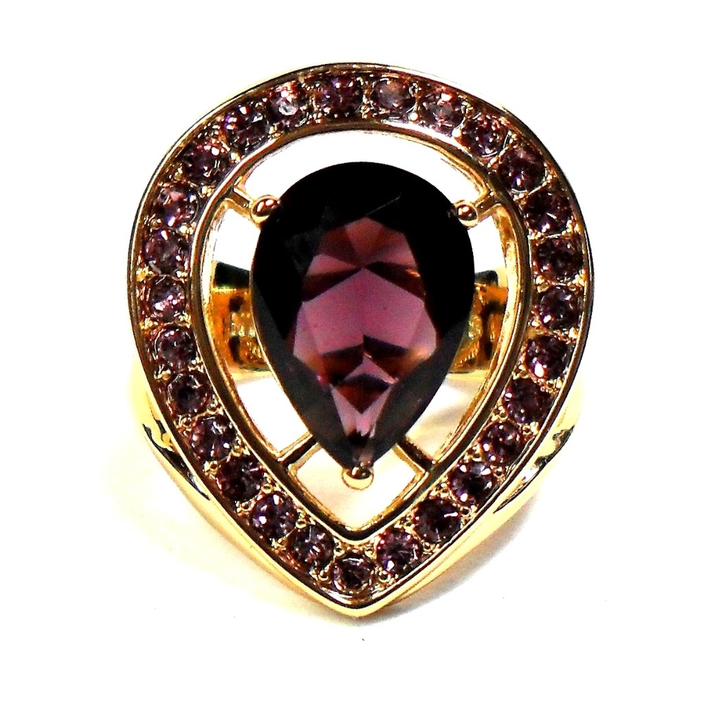 Vintage NVC Amethyst Halo Cocktail Ring Size 8